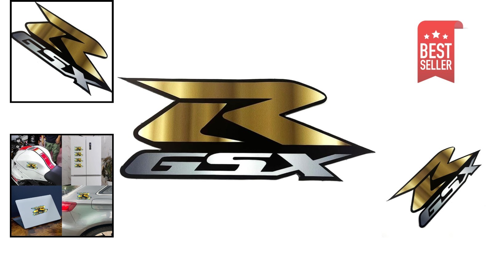 Fade-Resistant Vinyl Sticker for Suzuki GSX-R Models – Stylish Gold/Silver