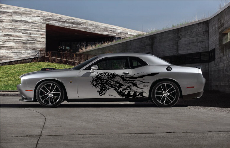 DS/PS Fits Challenger Growling Cheetah Fast Truck Car Vehicle Graphic Decal Side