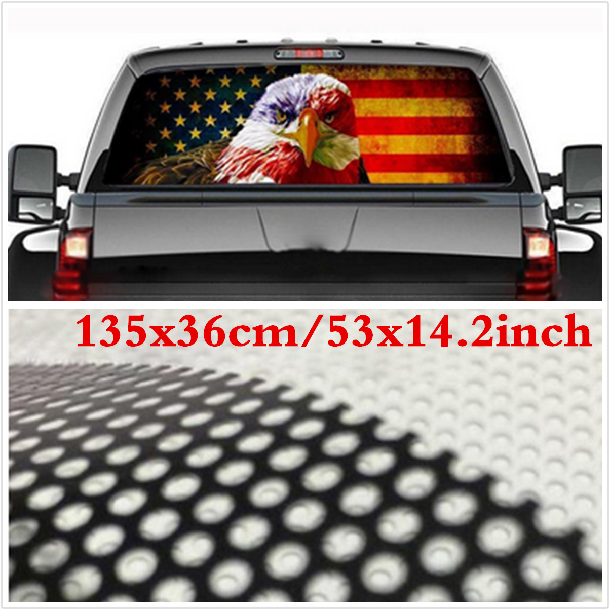 Rear Window Sticker American Flag Pattern Decal 135X36CM Fit For Dodge Ram 1500