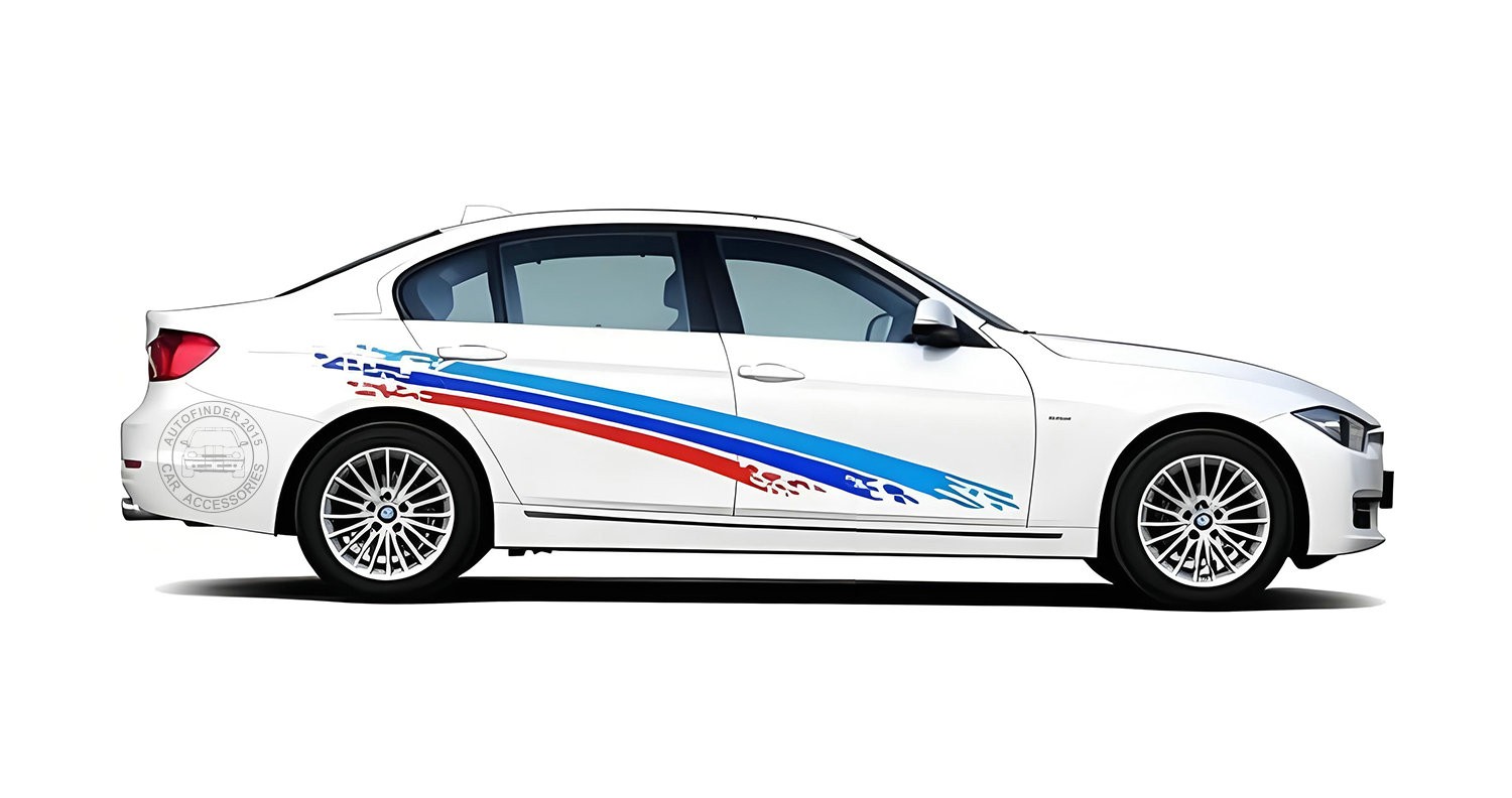 Graphics Tricolor Stripe Car Sticker For BMW X3 X4 X5 X6 Side Door Racing Decals