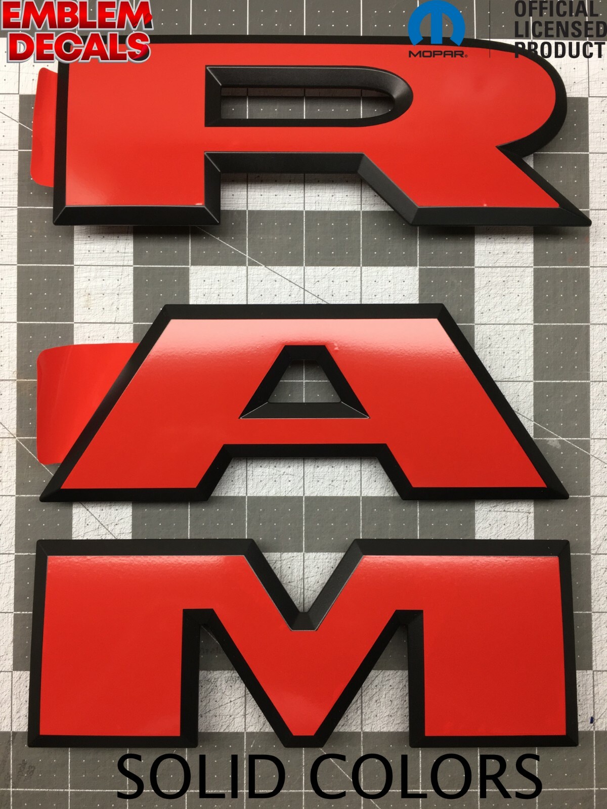 RAM 1500 DT Grill Emblem Decal 2025 2026 SOLID COLORS & USA DESIGN