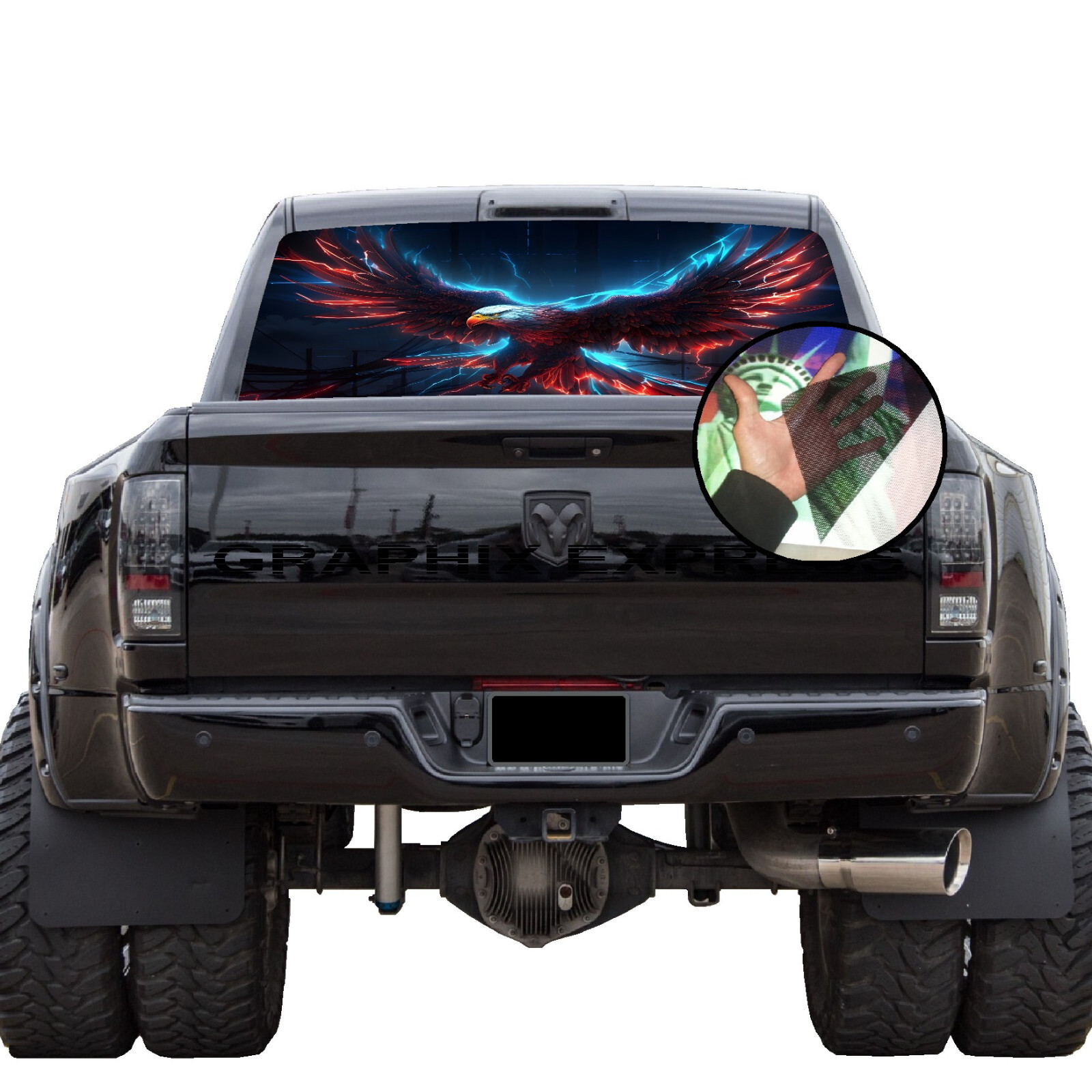 Truck Back Window Graphics American Flag Eagle (P549) See Through Rear Decal