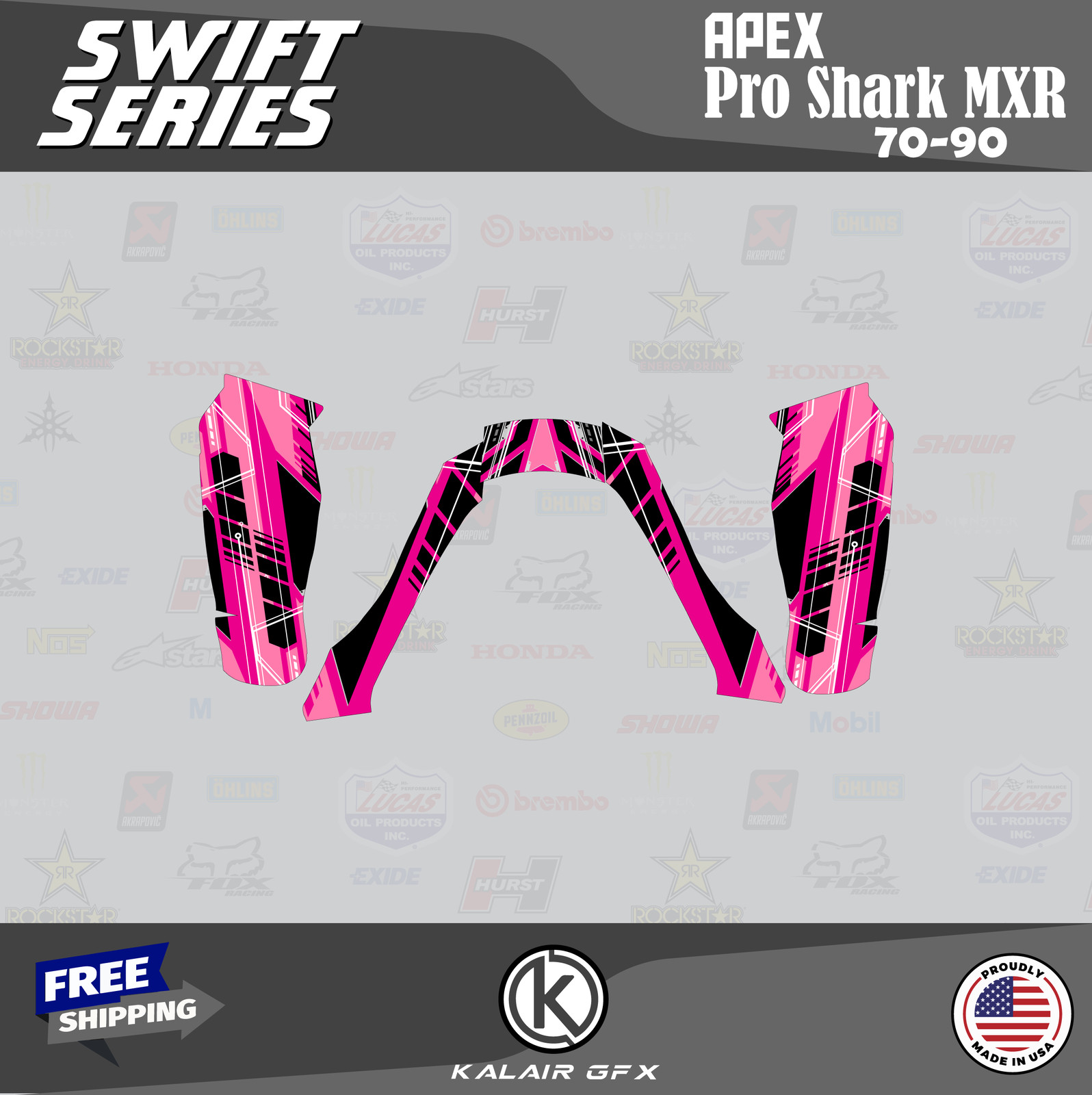 Graphics Kit for APEX Pro Shark MXR 70 90 Swift-pink