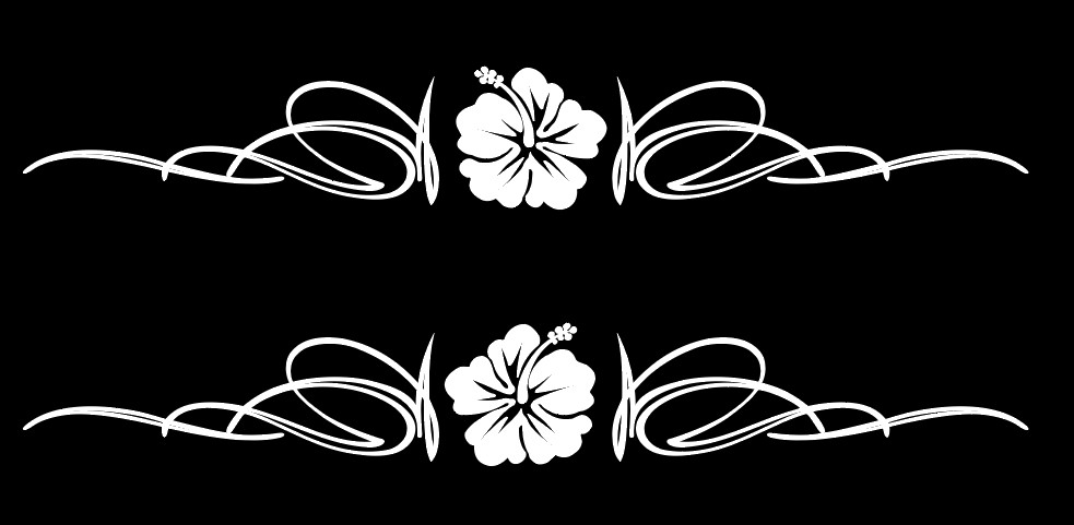 Hot Rod Hibiscus Pinstripe Decals – 1 Color – 15″ x 2″ – Set of 2 – Ships Free!