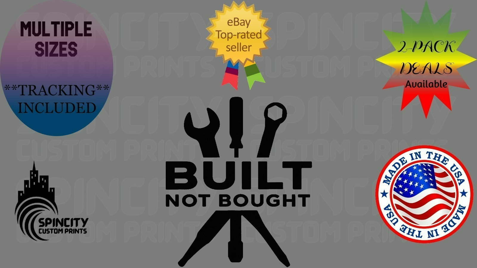 BUILT NOT BOUGHT Car Window Vinyl Decal TOOLBOX Garage Laptop Bumper Sticker
