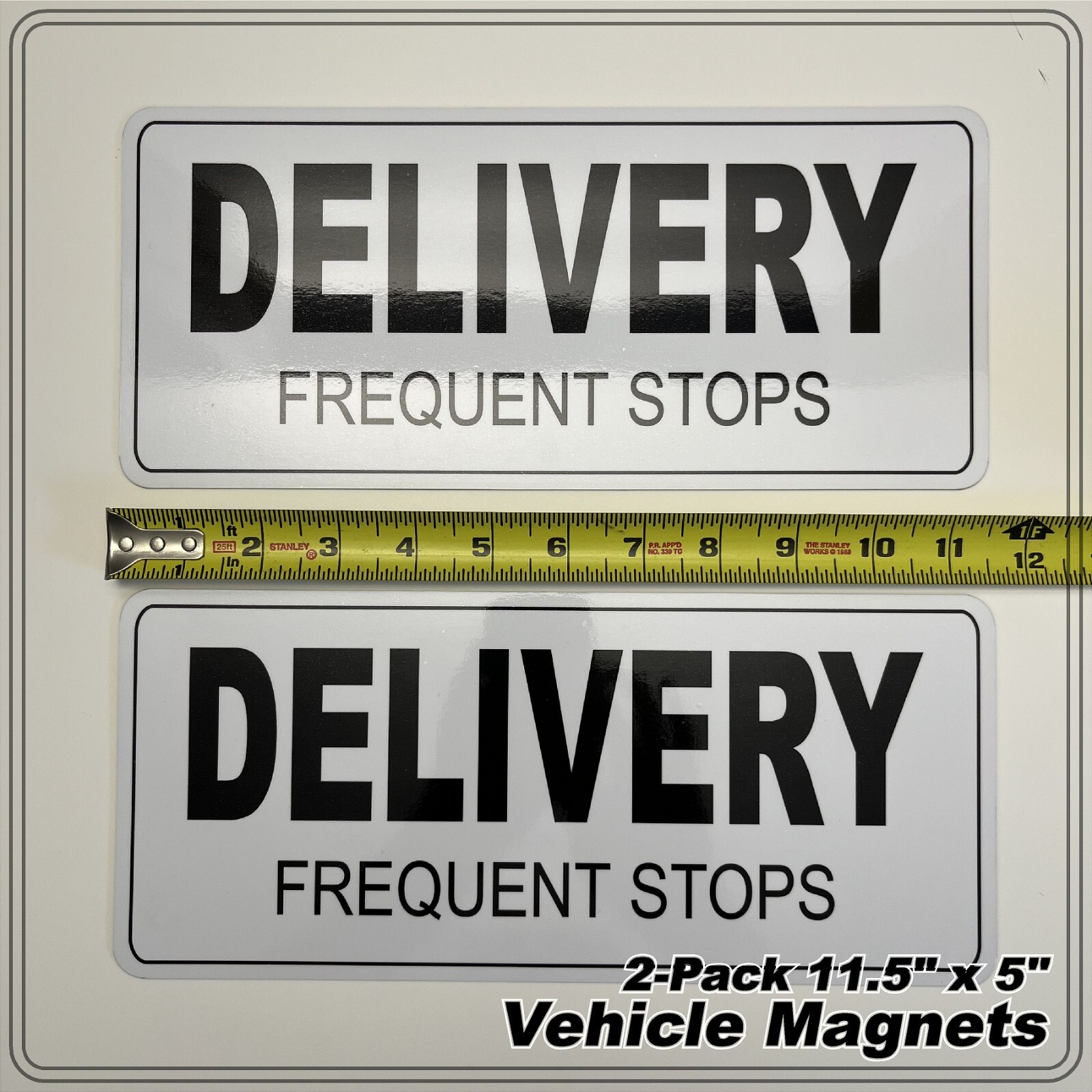 2-Pack Car Magnets for Gig Delivery Drivers 11.5″ x 5″ Wite Black FREE SHIPPING!