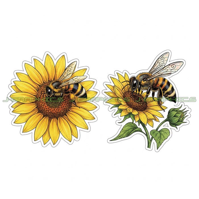 Honeybee Bee Vinyl Decal Sticker 2 Pack A