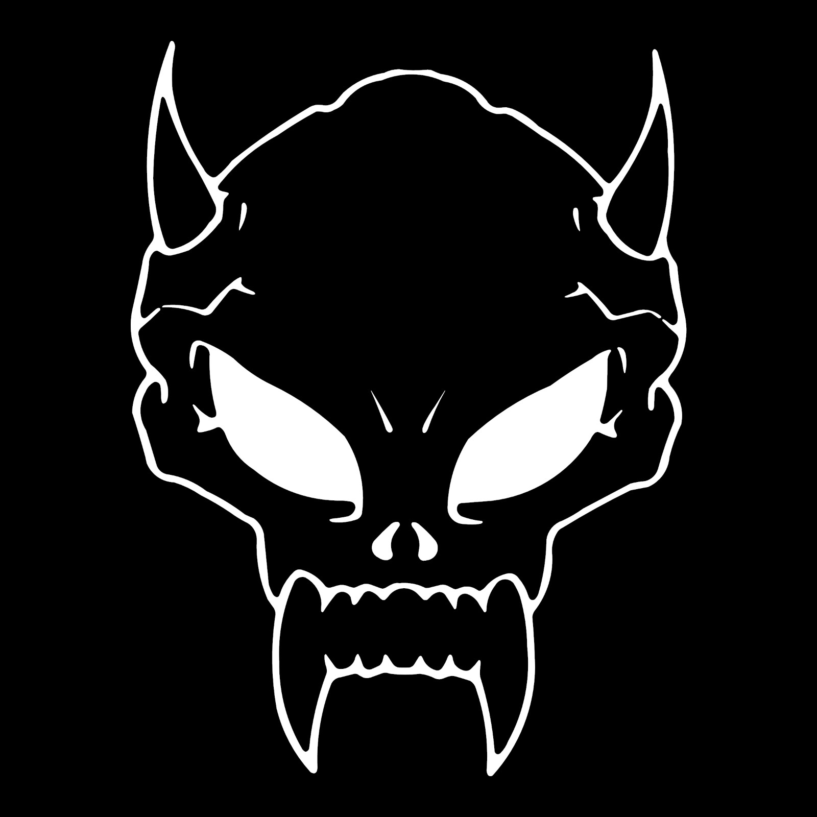Horned Fanged Evil Skull Car Truck Window Wall Laptop Vinyl Decal Sticker.
