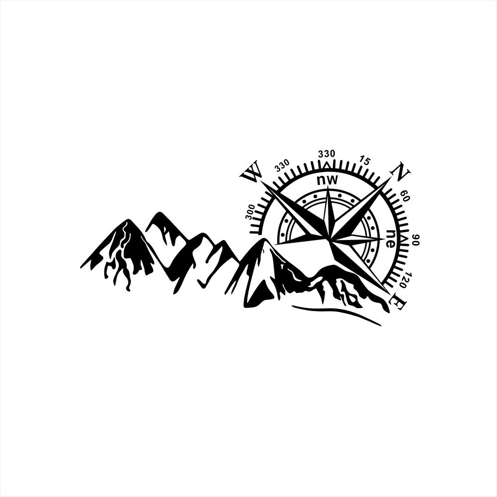 3D Car Sticker Compass Navigation Mountain Graphics Vinyl Decal Fit Off Road 4X4