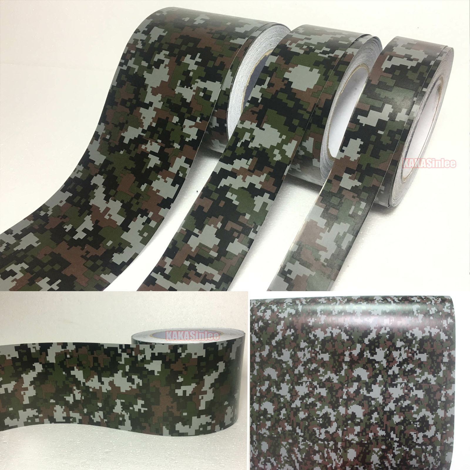 Strip Stretch Camouflage Camo Car Digital Black Vinyl Wrap Sticker Air Free US