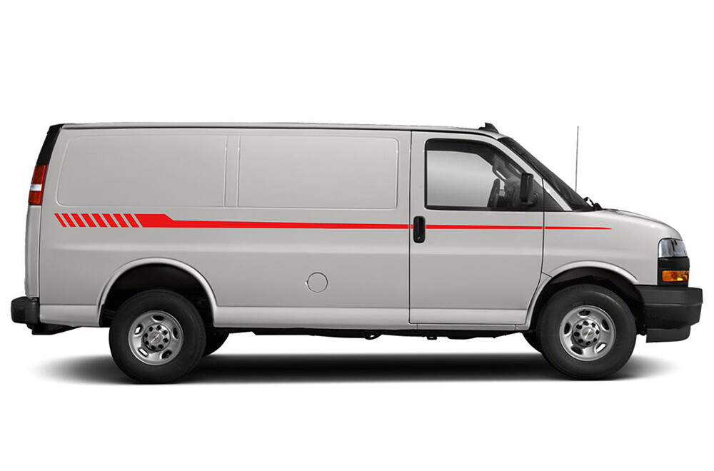 Center hash stripes graphic decals sticker vinyl kit for Chevrolet Express Van