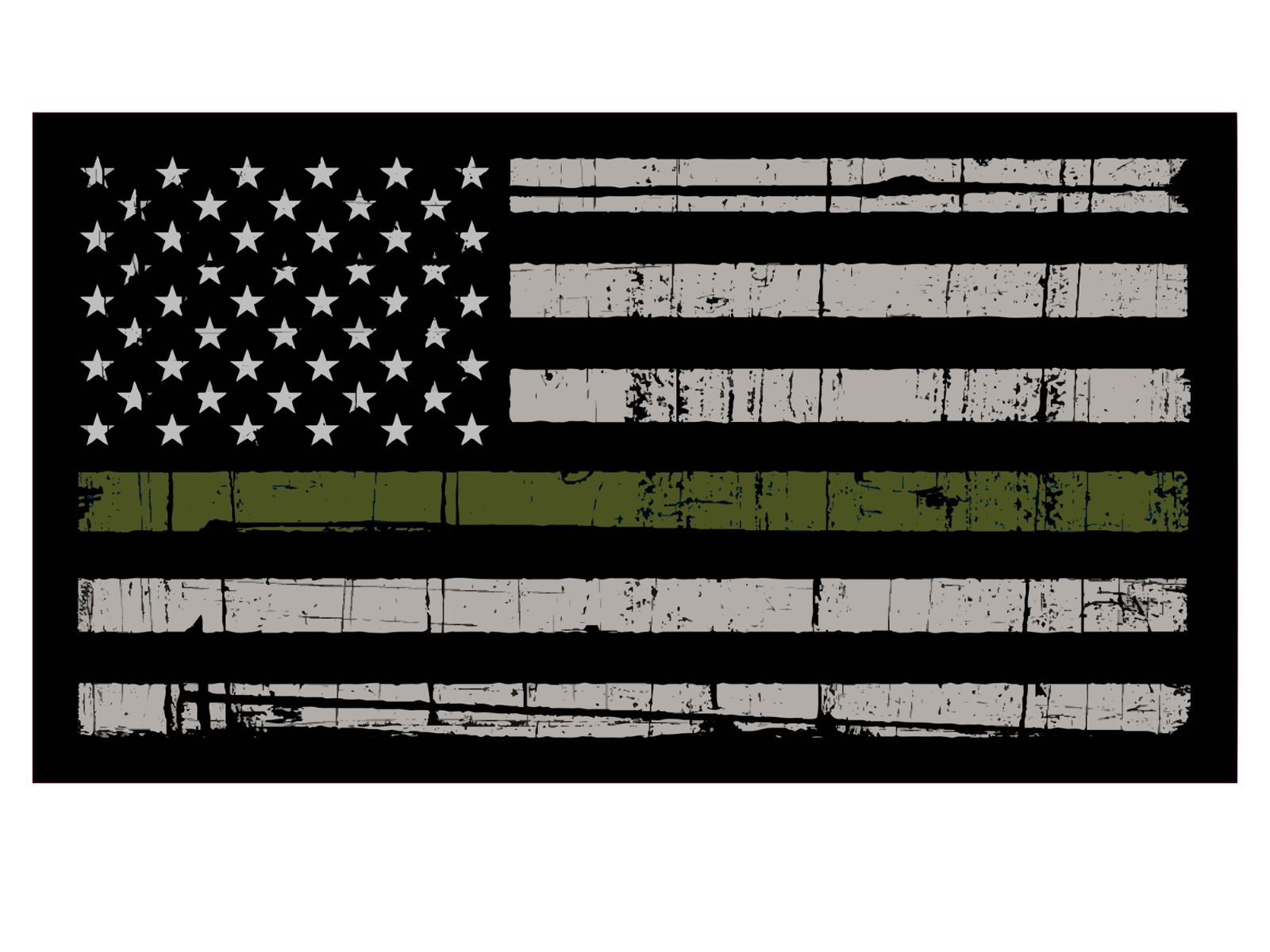 5.5″ Thin Green Line American Flag Vinyl Decal | Car Window | Support Military