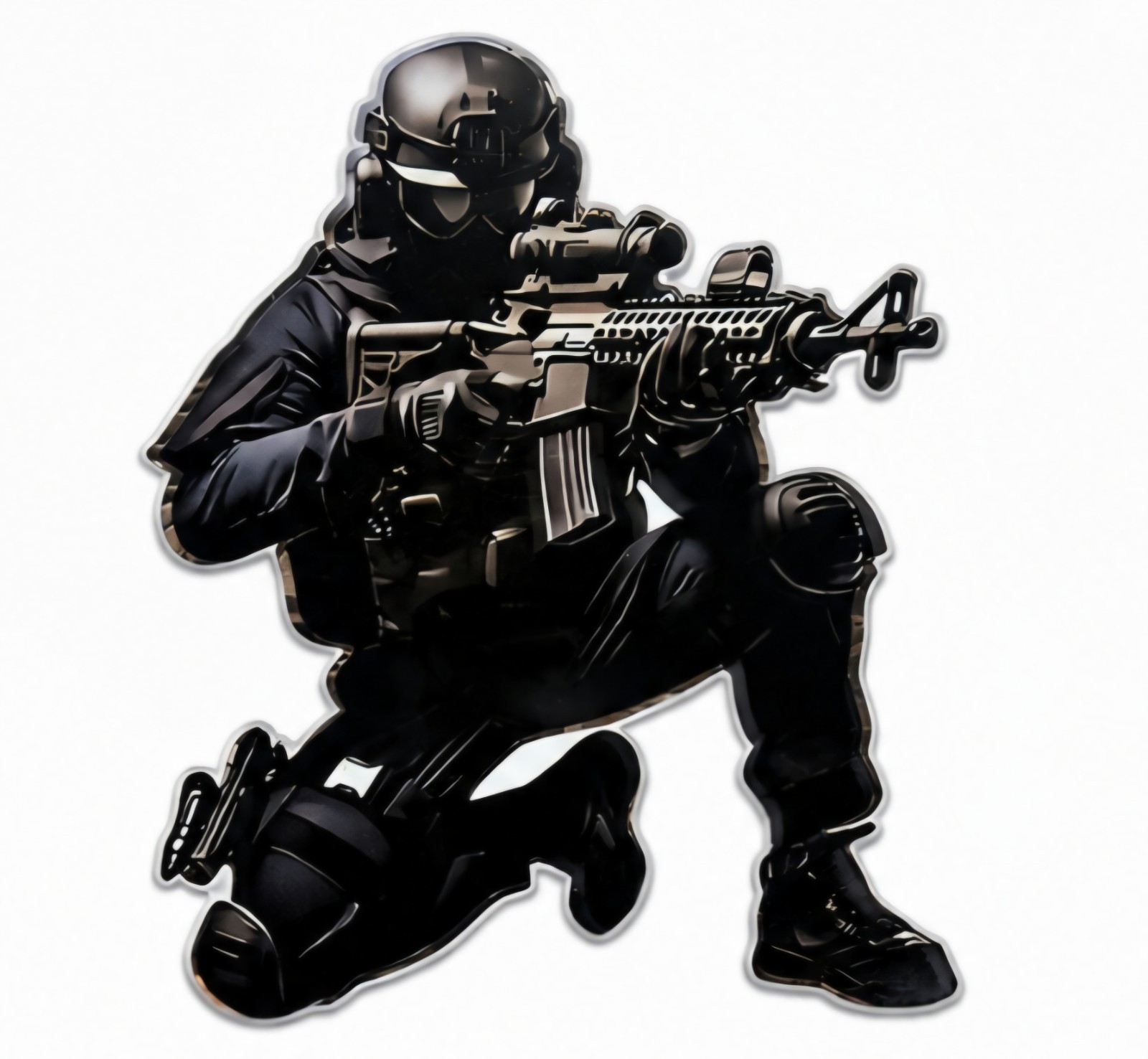 Elite Special Forces Military Soldier Silhouette Decal/Sticker 5″x 5.5″