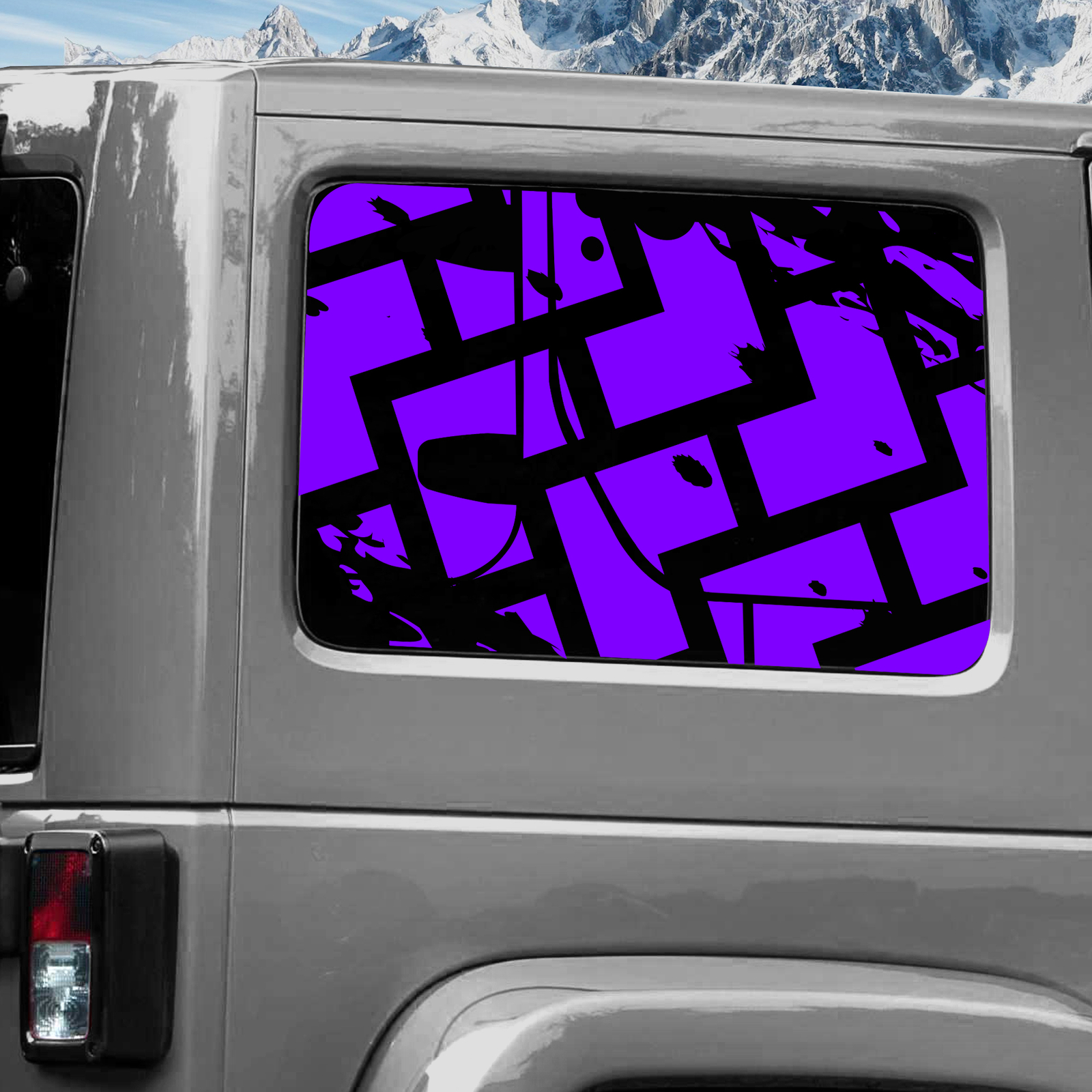 Rear Window Wrap Graphic Decal for Jeep Wrangler 2011-2020 TRACKS PURPLE
