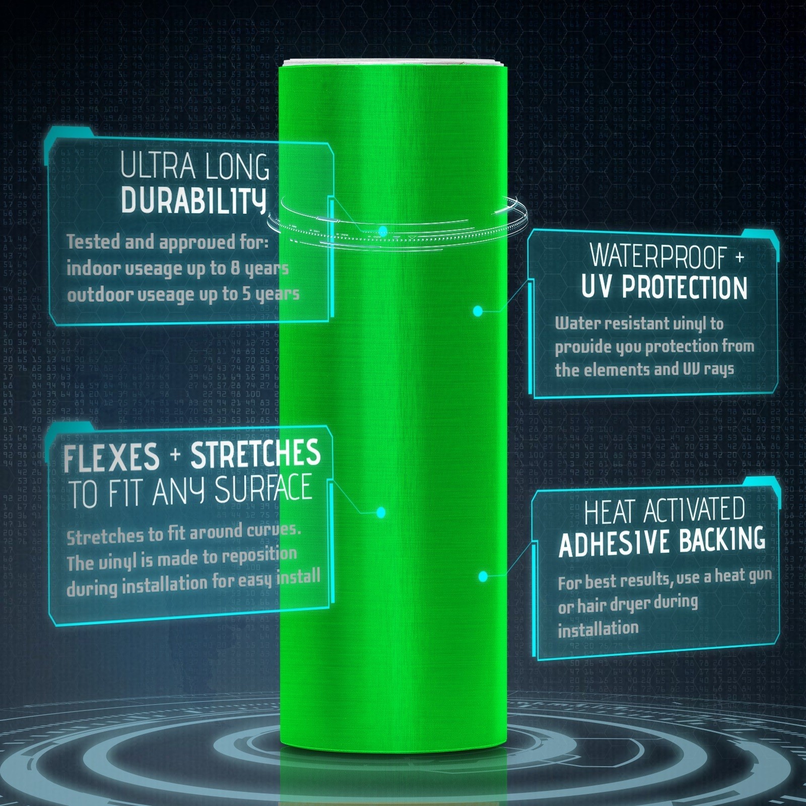 Green Brushed Aluminum Metallic Vinyl Film Wrap Sticker Decal Bubble Free Air