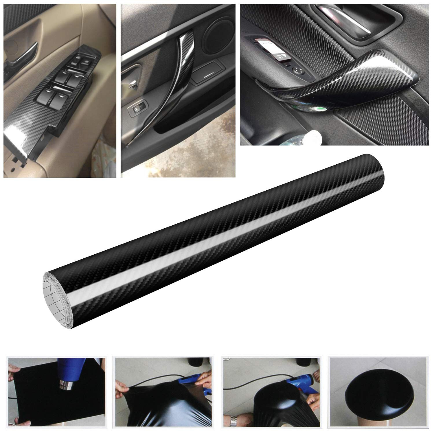 Premium Fibra De Carbono For Car Vinilo Para Autos Carros Negro 30*152 cm 7D