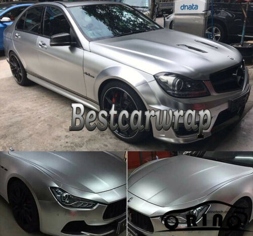 65FT x 5FT Metallic Matte Satin Chrome Vinyl Car Wrap Sticker Bubble Free Silver