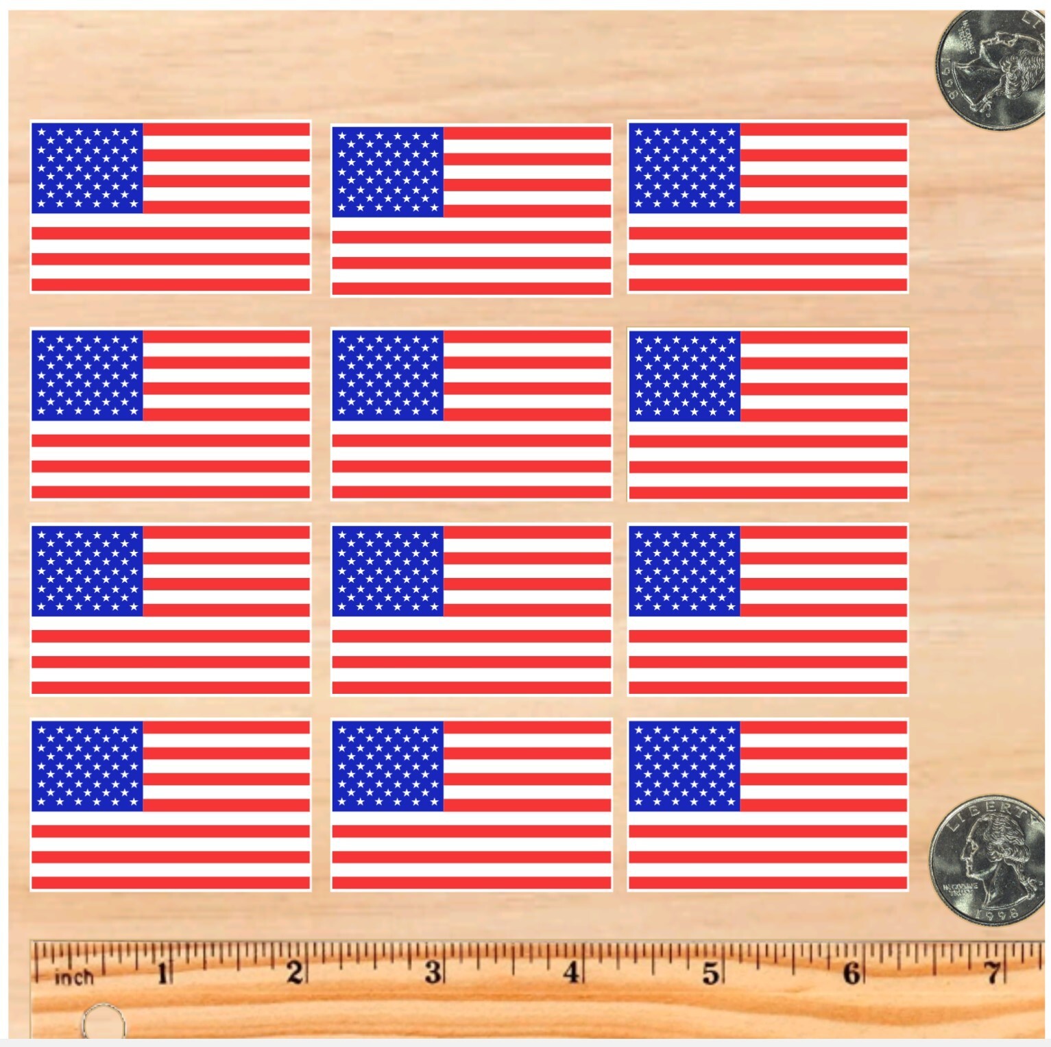 American Flag Sticker Stickers 2″ inch long 12-pack USA FLAGS