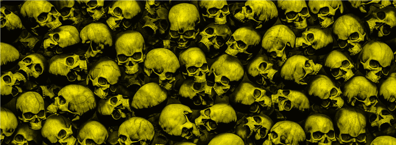 Yellow Black 3D Skulls Pile Motorcycle Scooter Bike Graphic Vinyl Decal Car Wrap