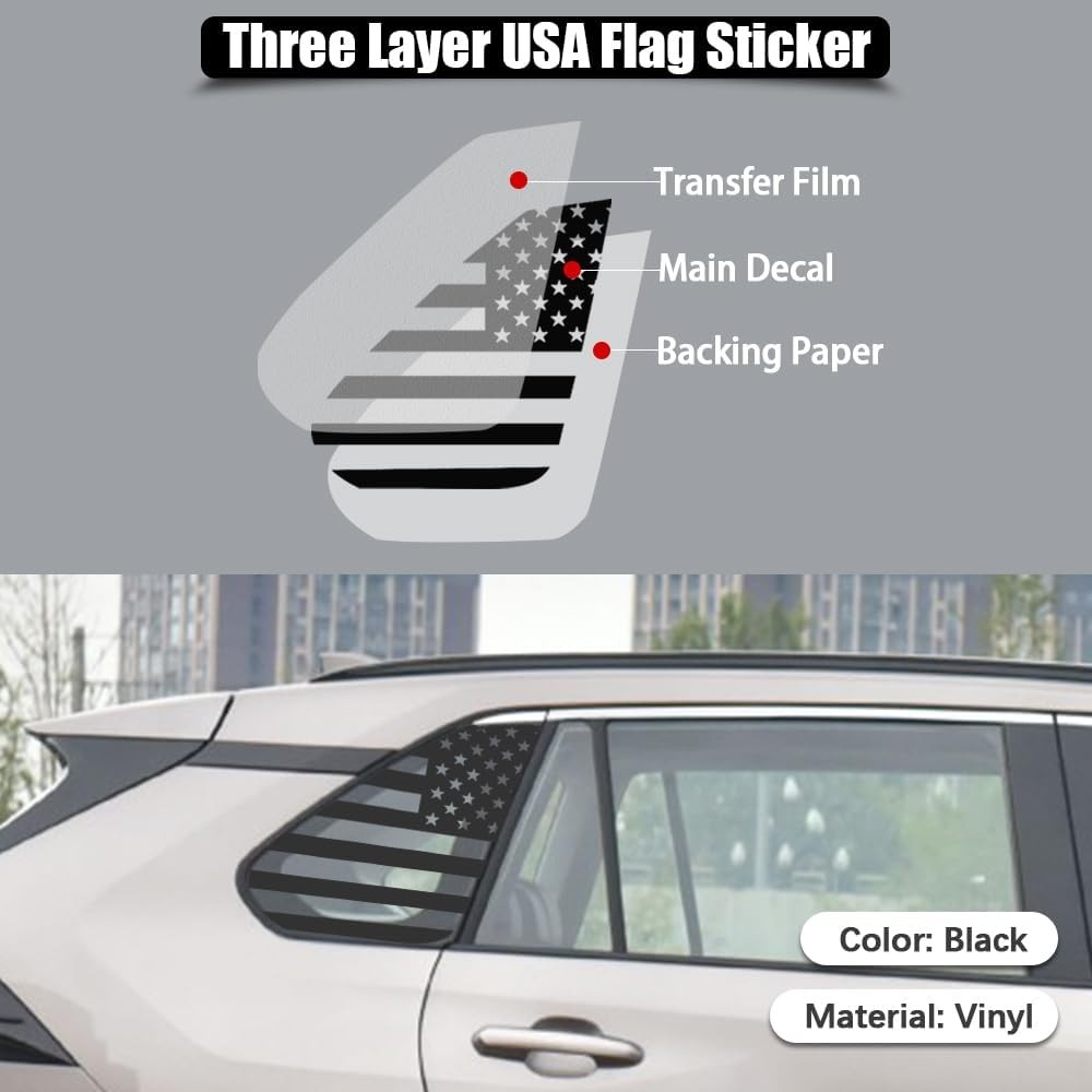USA Flag Window Vinyl Decals For Toyota Rav4 2019-2025 Rear Quarter Glass Decor