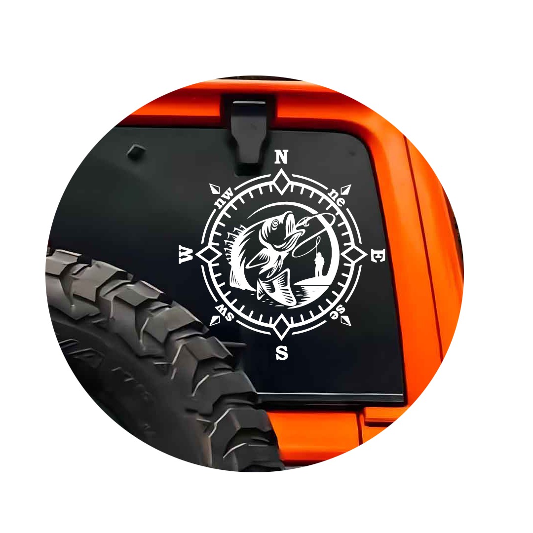 “Angler’s” Waterproof Sticker – Fade-Resistant Decal for Cars Trucks Door Window