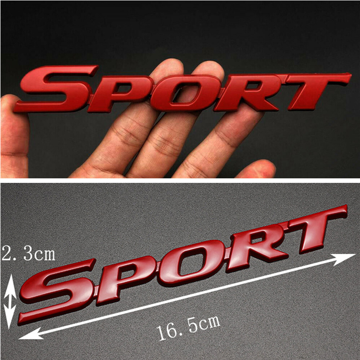 SPORT Logo Racing Car Body Fender Trunk Tailgate Emblem Badge Decor Sticker Red