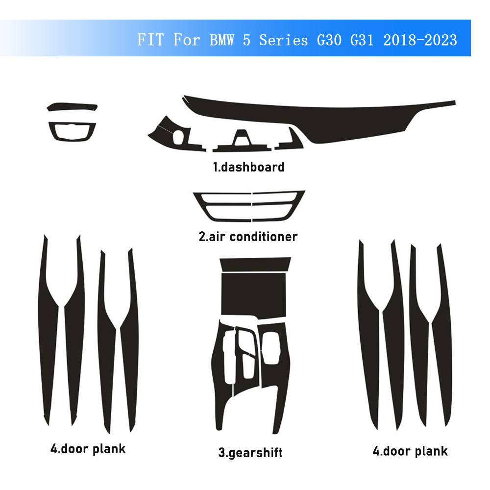 For BMW 5 Series G30 G31 18-23 5D Carbon Fiber Pattern Interior DIY Trim Decals