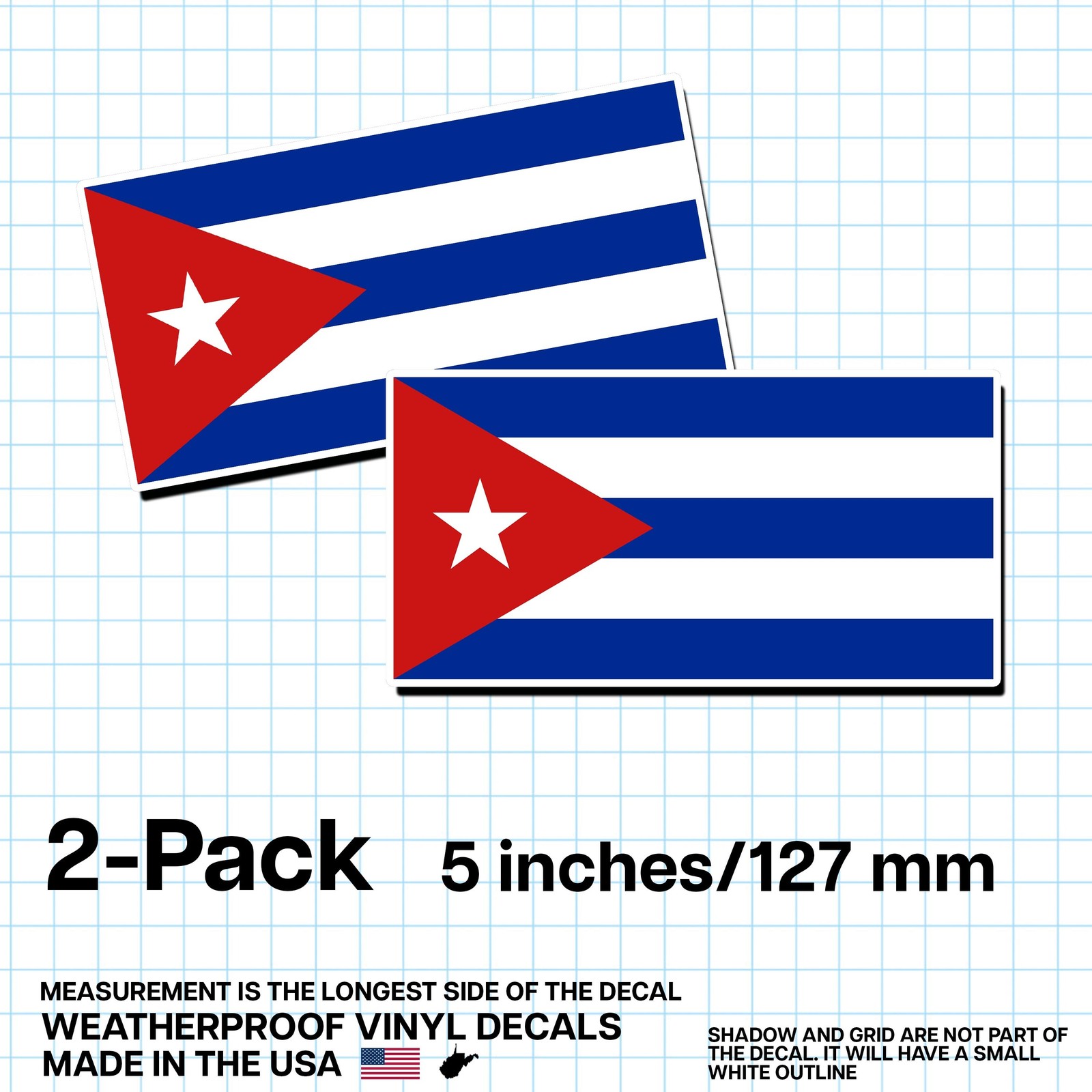 Cuba Flag Sticker 5″ 2-Pack – CU Decal – Cuban Pride Vinyl