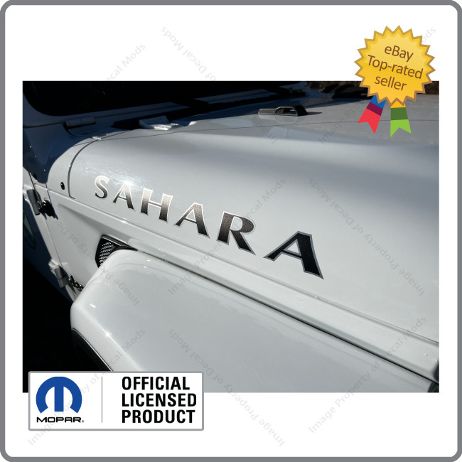 (2x) Jeep Wrangler JK SAHARA Hood Decals Stickers Graphics Black Silver UV1R7