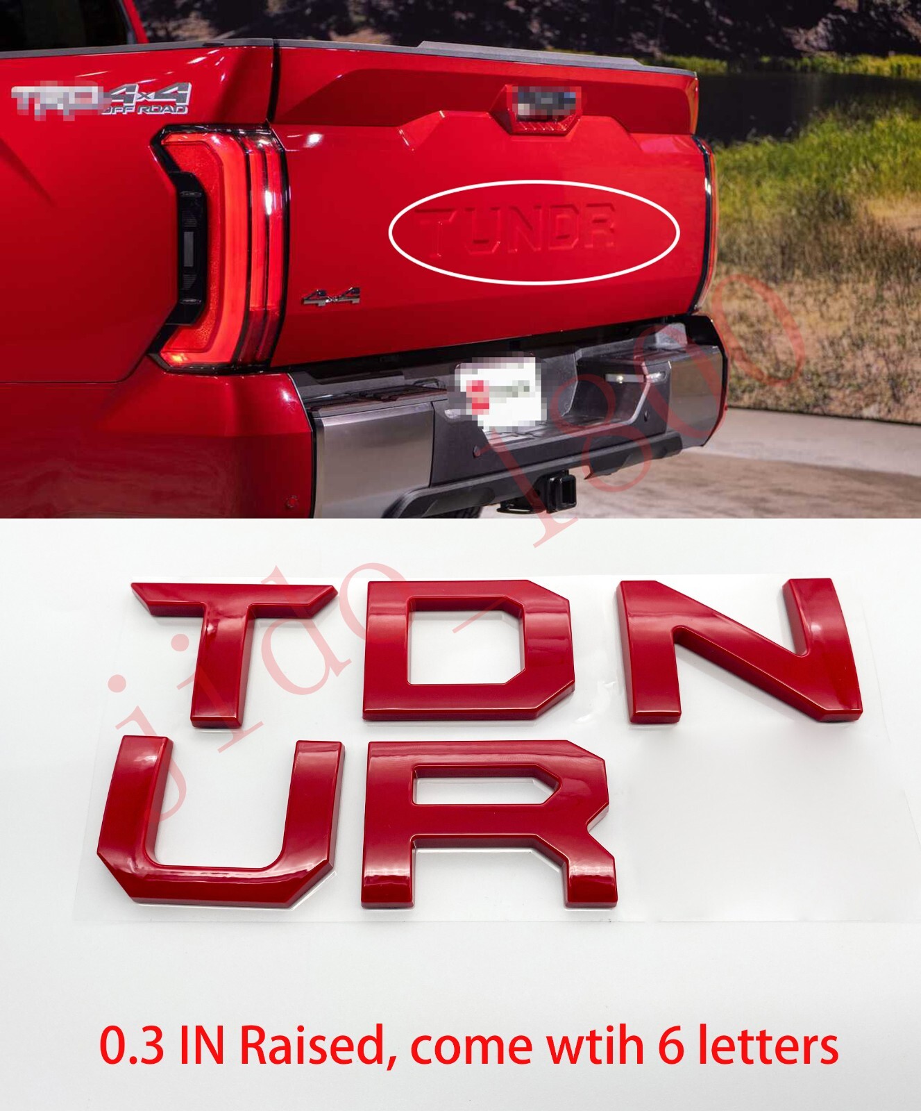 ABS Red letters compatible with TOYOTA TUNDRA 2022 23 logo Tailgate insert