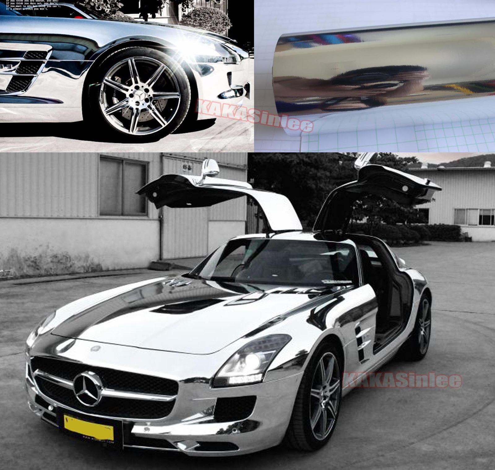 Stretch Silver Mirror Chrome Wrap Metal Car Vinyl Reflective Sticker Air Free US