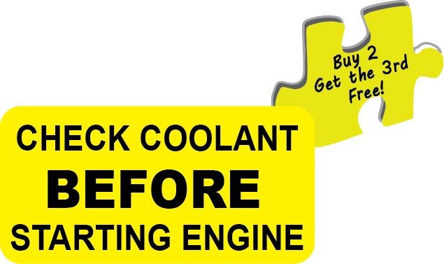 Check Oil, Coolant Before Starting Engine Safety Decal Sticker p13-14-15