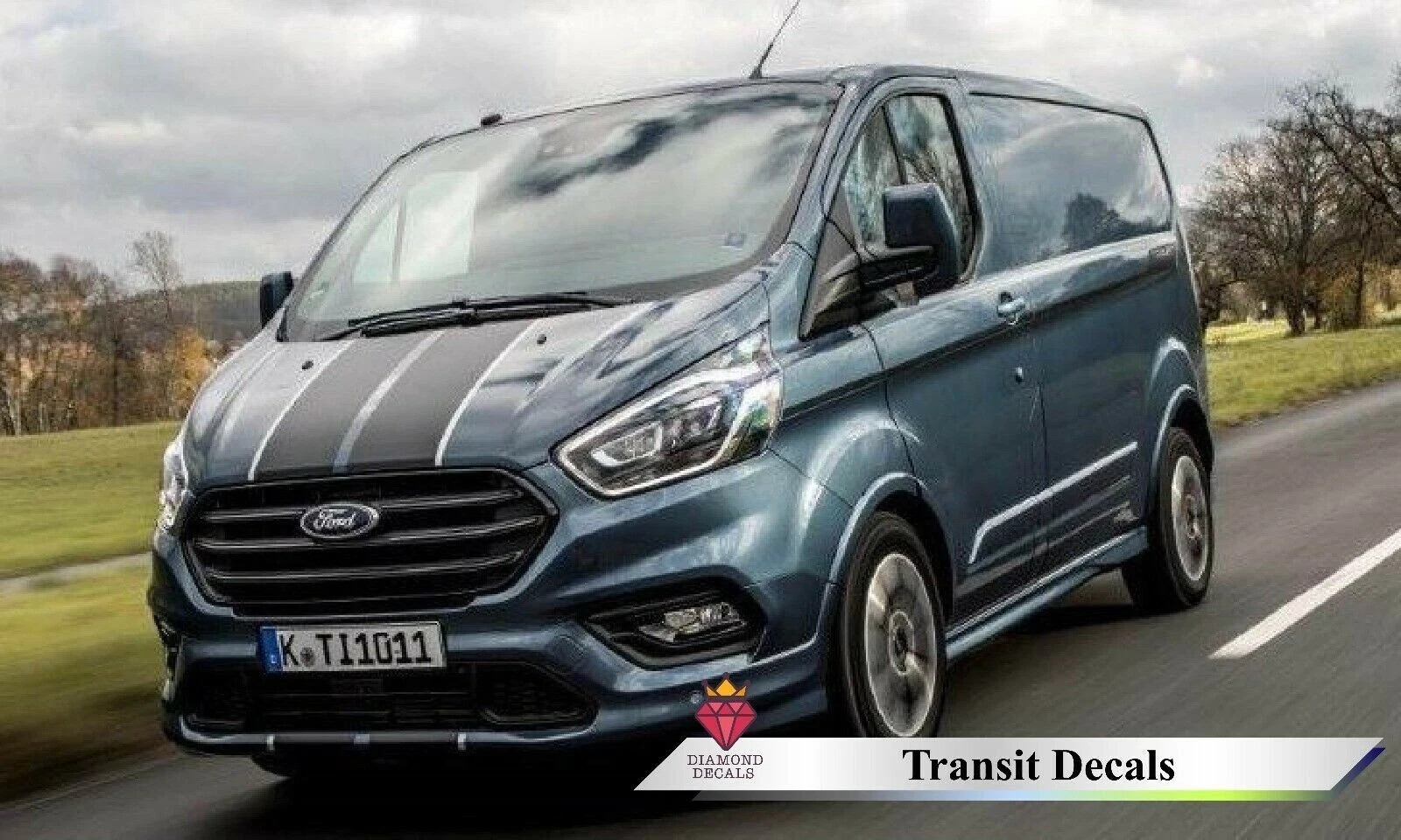 Ford Transit Custom Graphics Kit Bonnet Rear Doors and Side Stripes Decals