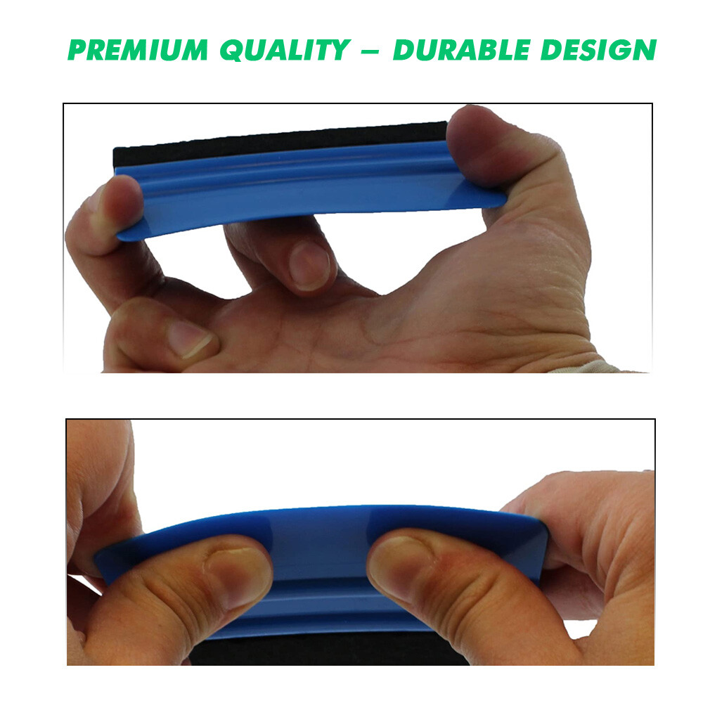 2 PACK 4″ Felt Edge Squeegee Car Vinyl Wrap Application Tool Scraper Decal Blue