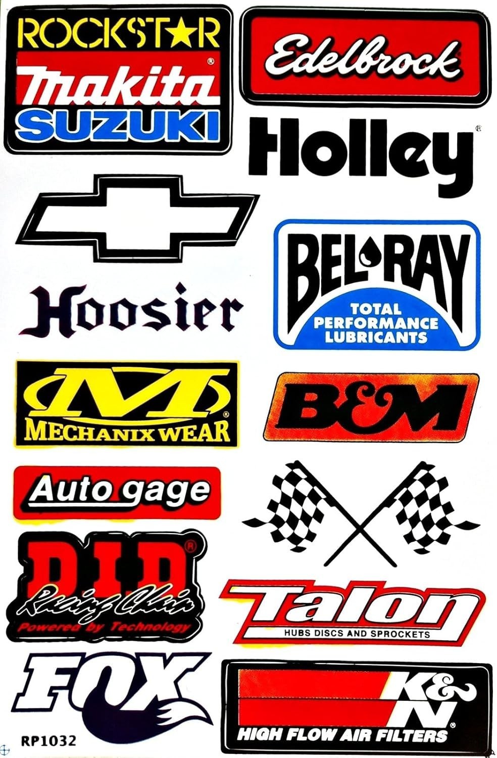 6 Multicolor Motorsport Vinyl Decals – Waterproof Car & Motorcycle Stickers