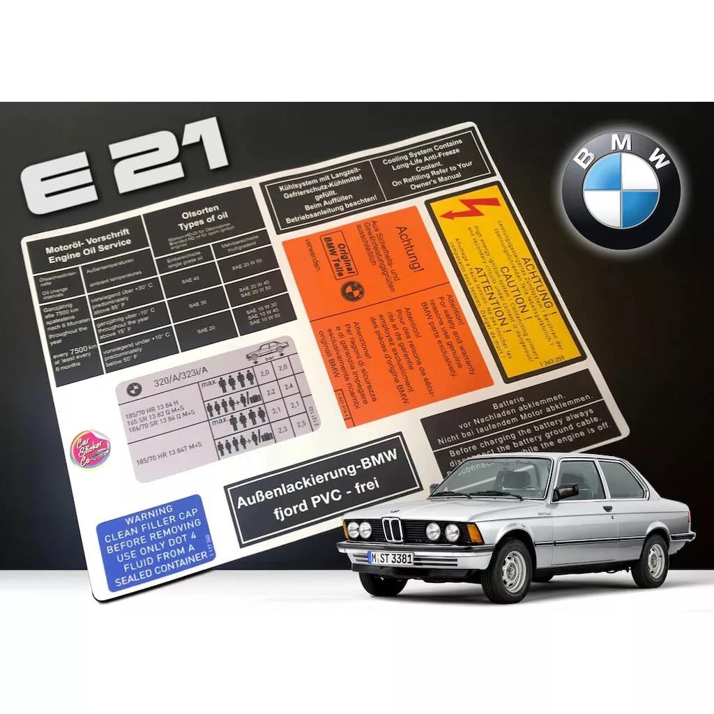 Decal Set Stickers For BMW E21 3 SERIES All Models Best Quality
