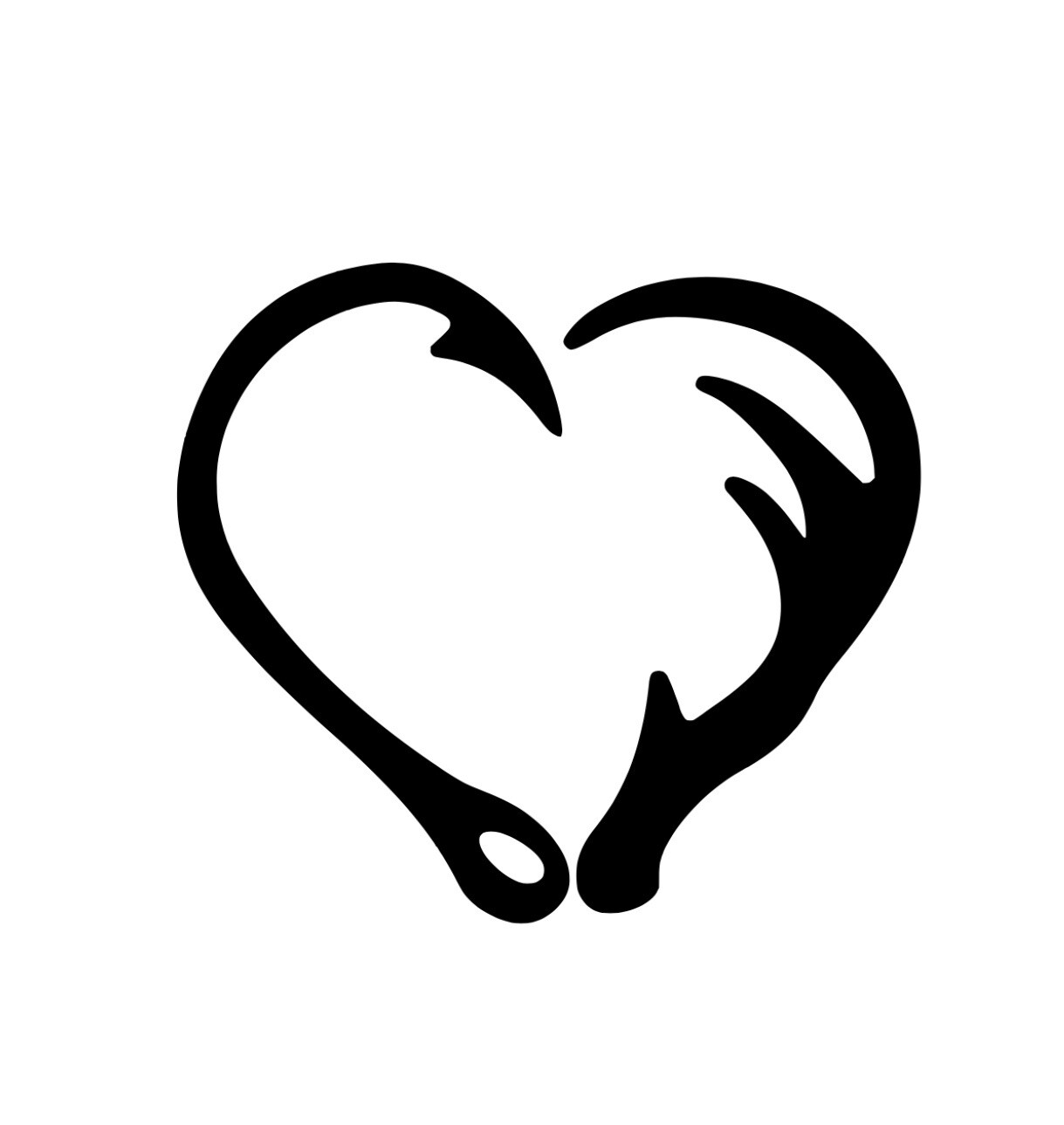 ANTLER FISH HOOK HEART DECAL CAR WINDOW You Pick Color HUNTING GUNS