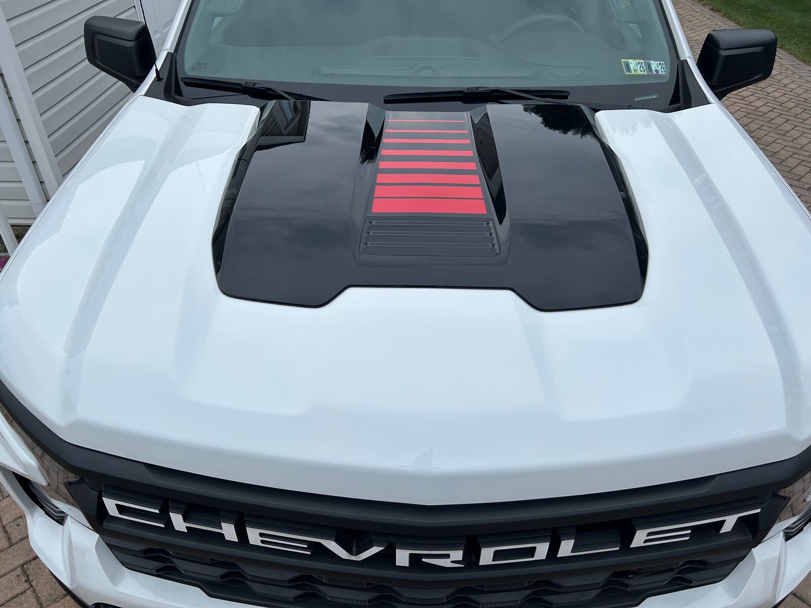 Chevy Silverado Red Fade Stripes Center Hood Scoop Decal 2022-2025