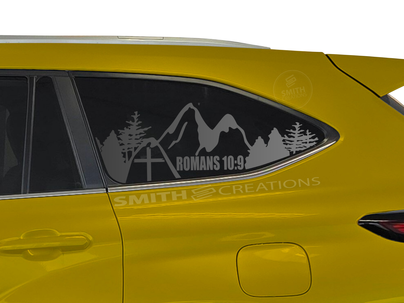 Fits 2020-2026 Toyota Highlander Romans 10:9 Under Mountain Scene Vinyl Decal