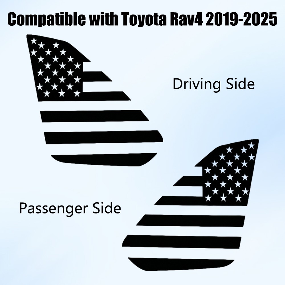 For Toyota Rav4 2019-2025 Rear Side Window American Flag Decal Left & Right Side