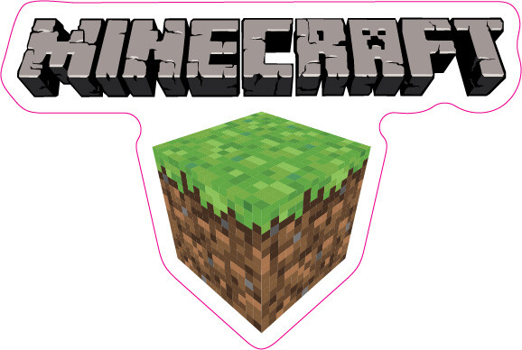 Minecraft Logo with Block Vinyl Bumper Sticker Window Decal Multiple Sizes