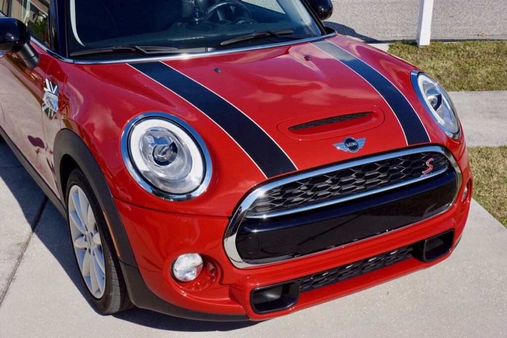 Black with Custom Color Border Hood Stripes for your Mini Cooper 2014 – 2024