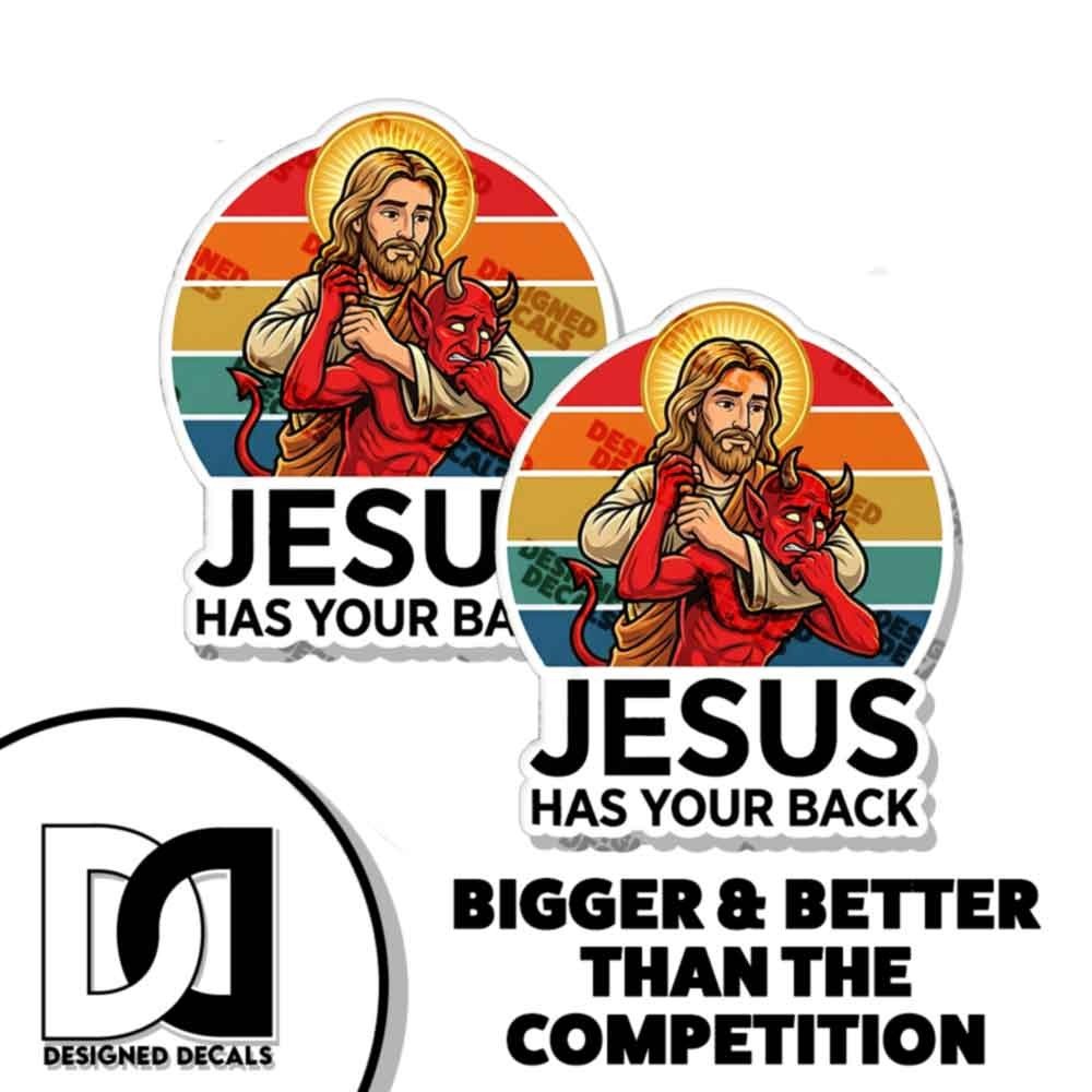 Jesus Has Your Back Vinyl Decal Sticker 2 Pack