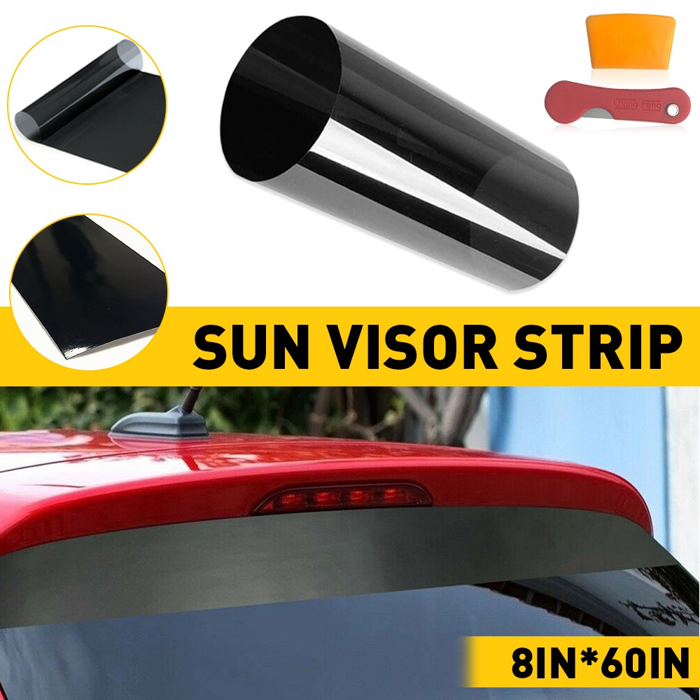 60″x8” Car Window Tint Windshield Sun Vinyl Visor PVC Decal Strip Sticker Black