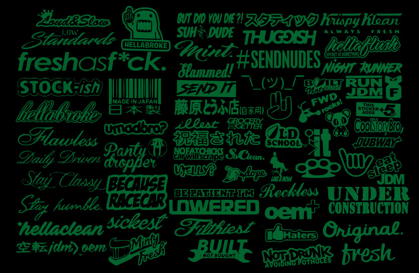 JDM Sticker Pack Tuner Vinyl 20 RANDOM Stickers You Choose Color (Tgish+SH)