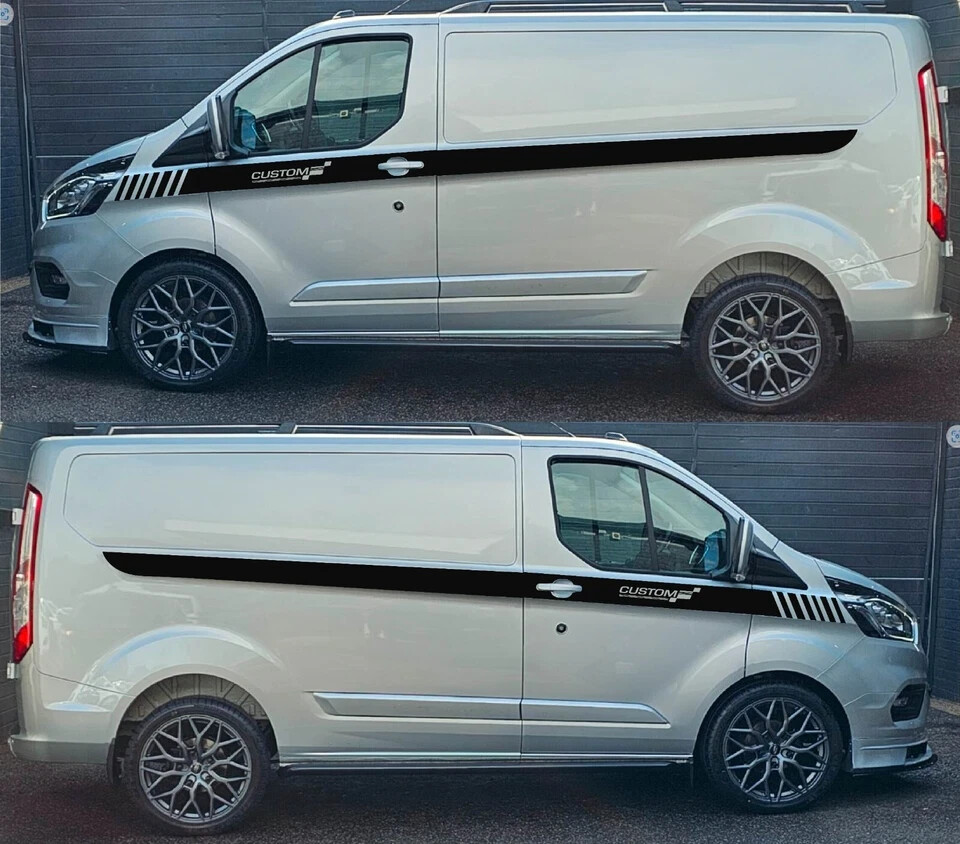 Fits Ford Transit Custom Graphics Side Stripe Wing Bonnet Rear Decals Sport