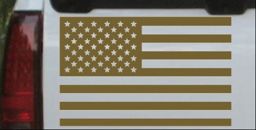 American Flag Car or Truck Window Laptop Decal Sticker Gold 3X4.7