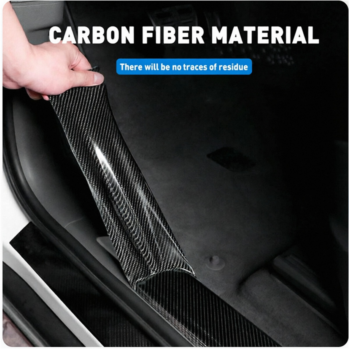 Car Carbon Fiber Vinyl Film Sticker Door Sill Scuff Anti Scratch Tape Protection