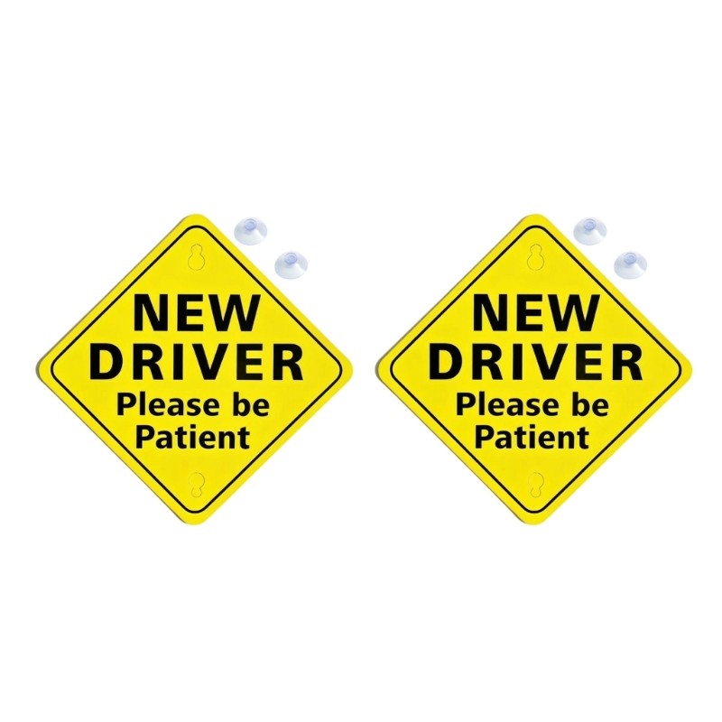 Easy To Use Car Window Sticker New Driver Warning Sign Suction Cup Decals