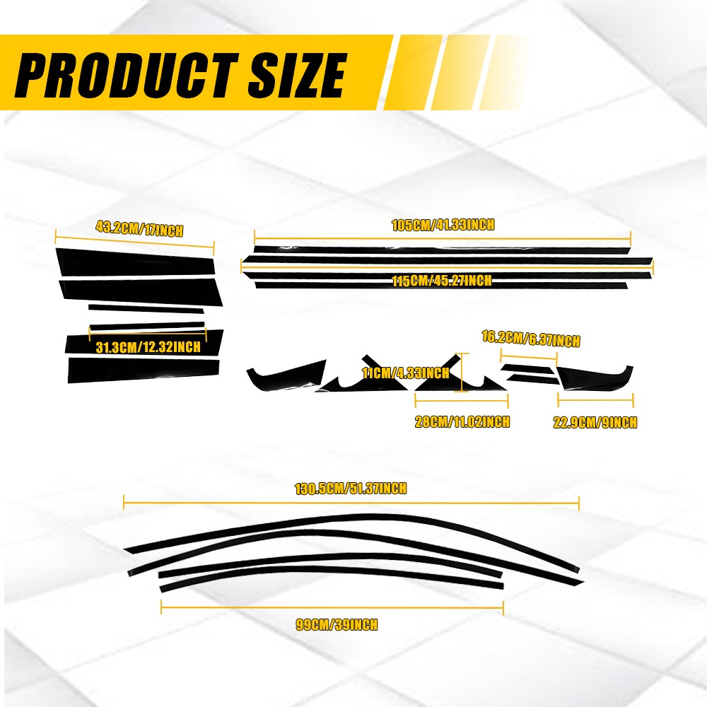 2Set Fit Honda Accord 2008-2012 Overlay Vinyl Precut Window Trims Black Finish